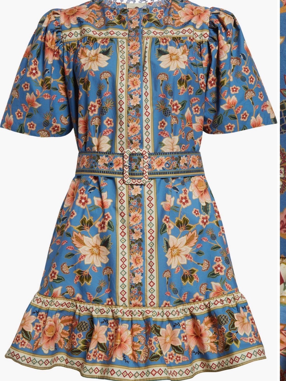 FARM Rio Sky Blue Floral Belted Mini Dress